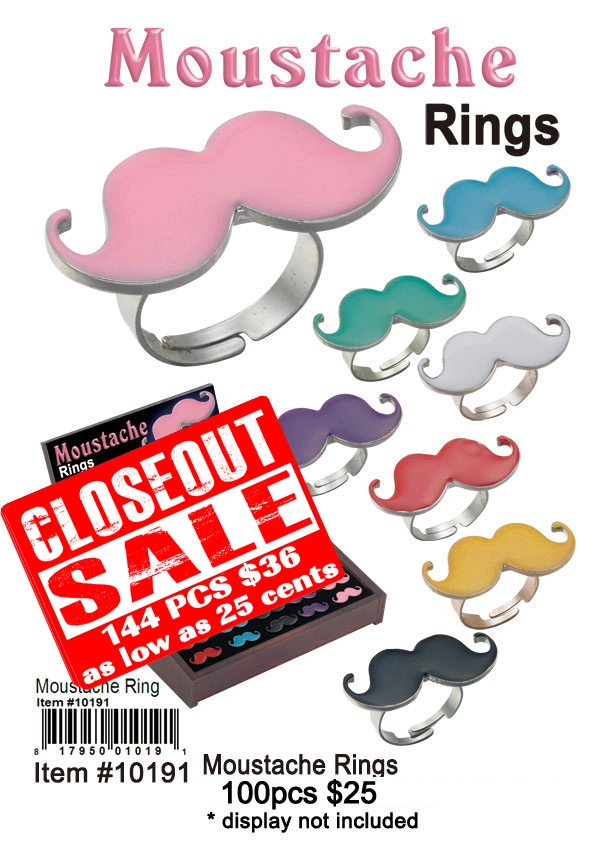 Moustache Rings - Closeout 144 Pcs.